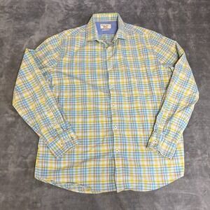 Penguin Munsingwear Heritage Slim Fit Button Shirt Yellow Green Men's 16 34-35
